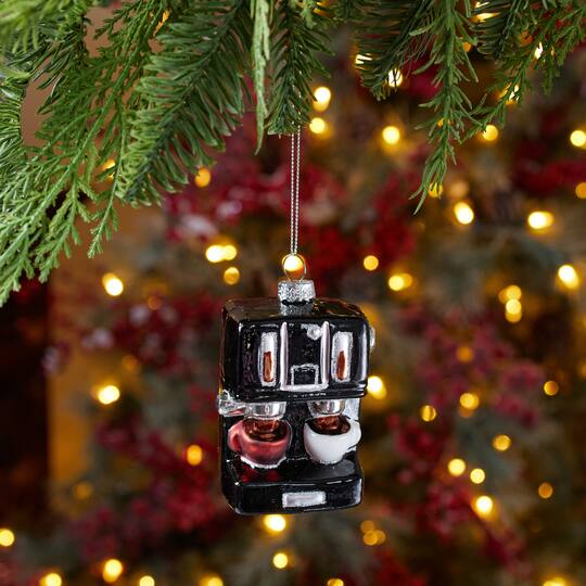 Melrose 3.75" Espresso Machine Glass Ornaments, 12ct.